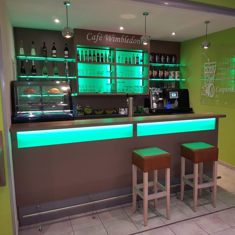 Theke Tennisheim, Thekenbau, Gaststätteneinrichtung, Bistroeinrichtung, Bistrotheke, Cafétheke