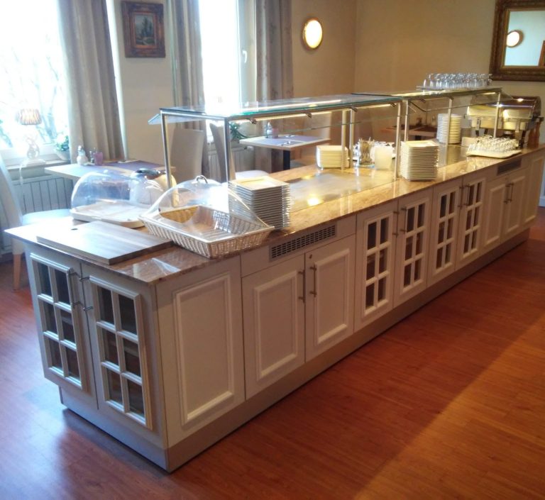 Frühstücksbüffet-Thekenbau, Thekenbauer, Thekenbau, mobile Theke, Gaststätteneinrichtung, Bistroeinrichtung, Caféeinrichtung